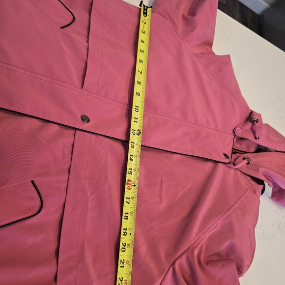 Vintage Liz Claiborne Pink Hooded Coat Jacket Plaid Lining Womens Large NEW - Picture 7 of 16